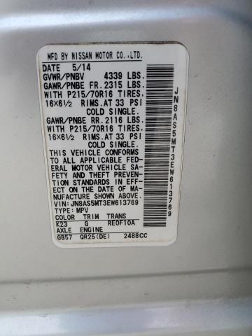 Photo 12 VIN: JN8AS5MT3EW613769 - NISSAN ROGUE SELE 