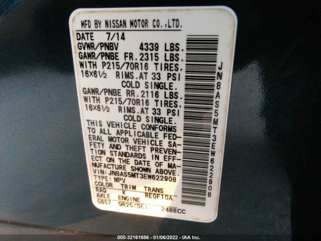 Photo 8 VIN: JN8AS5MT3EW622908 - NISSAN ROGUE SELECT 