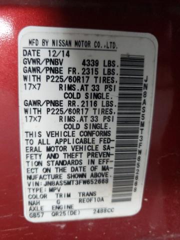 Photo 9 VIN: JN8AS5MT3FW652668 - NISSAN ROGUE SELE 