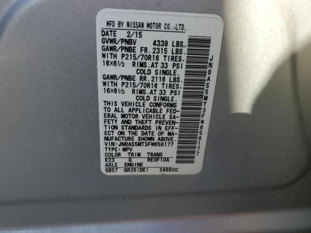 Photo 12 VIN: JN8AS5MT3FW658177 - NISSAN ROGUE SELE 