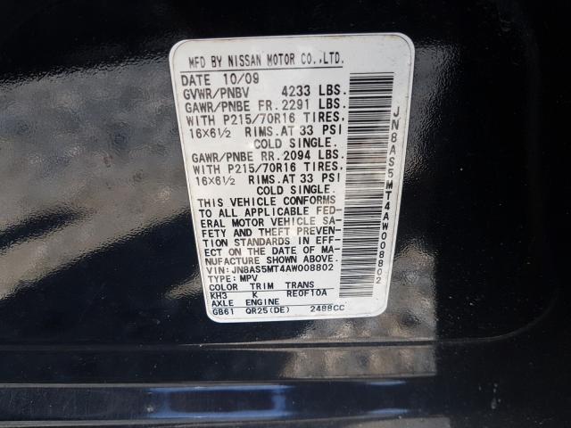 Photo 9 VIN: JN8AS5MT4AW008802 - NISSAN ROGUE S 