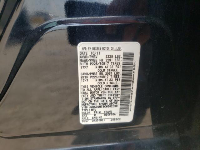 Photo 9 VIN: JN8AS5MT4CW602339 - NISSAN ROGUE S 