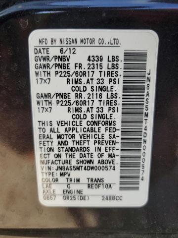 Photo 11 VIN: JN8AS5MT4DW000574 - NISSAN ROGUE 