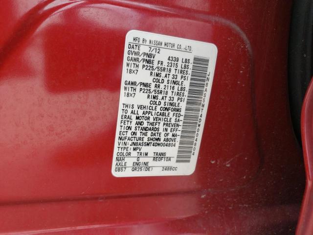 Photo 13 VIN: JN8AS5MT4DW004804 - NISSAN ROGUE S 