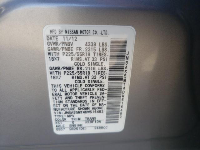 Photo 9 VIN: JN8AS5MT4DW516482 - NISSAN ROGUE S 