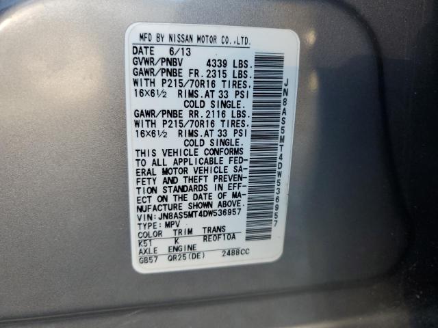 Photo 13 VIN: JN8AS5MT4DW536957 - NISSAN ROGUE 