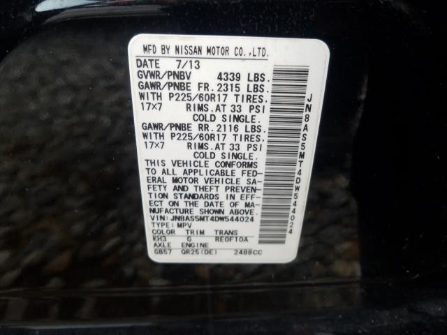 Photo 9 VIN: JN8AS5MT4DW544024 - NISSAN ROGUE S 