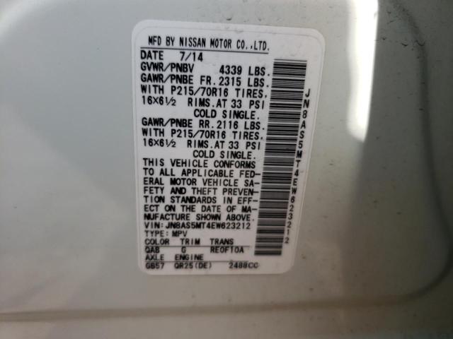 Photo 9 VIN: JN8AS5MT4EW623212 - NISSAN ROGUE SELE 