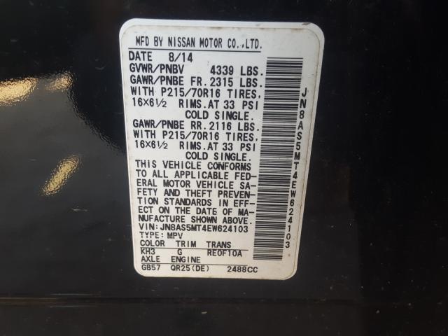 Photo 9 VIN: JN8AS5MT4EW624103 - NISSAN ROGUE SELE 