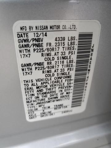 Photo 9 VIN: JN8AS5MT4FW651772 - NISSAN ROGUE SELE 