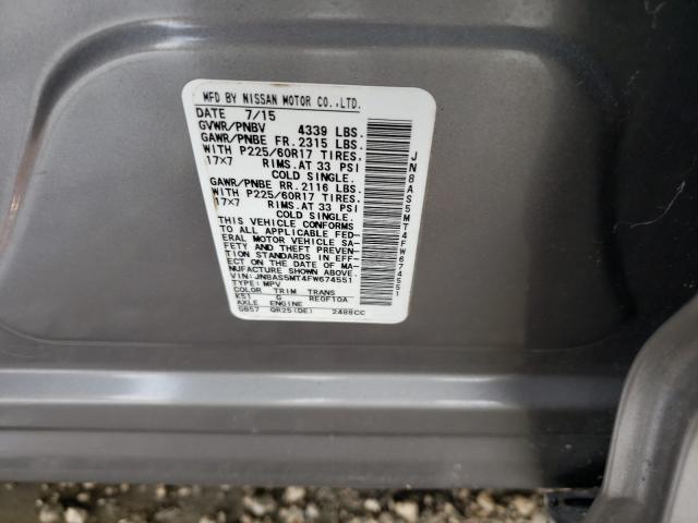 Photo 9 VIN: JN8AS5MT4FW674551 - NISSAN ROGUE SELE 