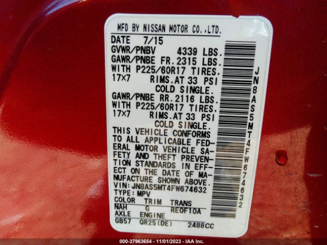 Photo 8 VIN: JN8AS5MT4FW674632 - NISSAN ROGUE SELECT 