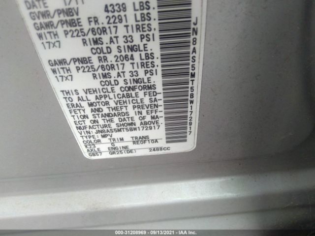 Photo 8 VIN: JN8AS5MT5BW172917 - NISSAN ROGUE 