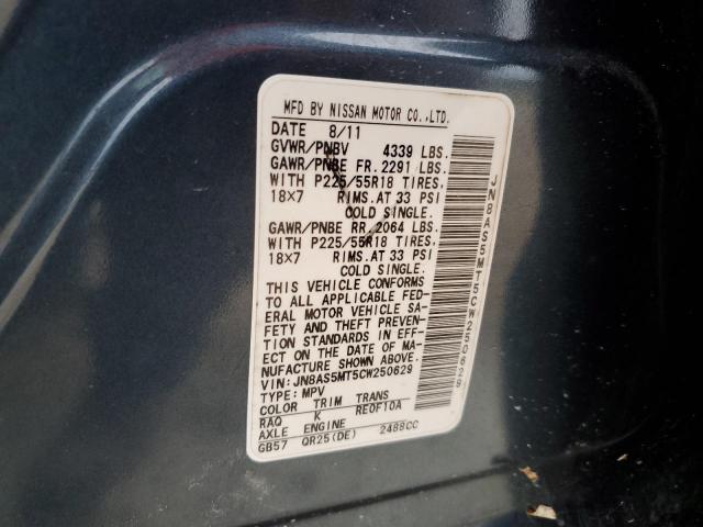 Photo 12 VIN: JN8AS5MT5CW250629 - NISSAN ROGUE 