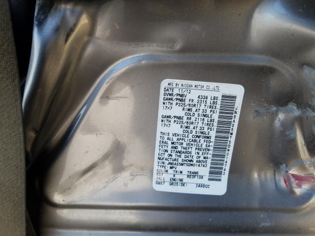 Photo 9 VIN: JN8AS5MT5DW014743 - NISSAN ROGUE S 