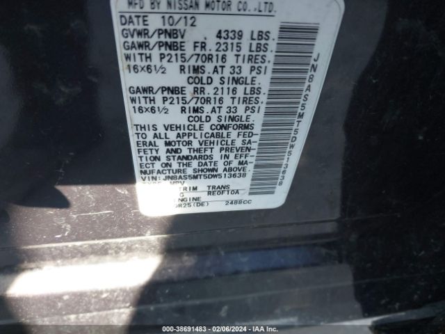 Photo 8 VIN: JN8AS5MT5DW513638 - NISSAN ROGUE 