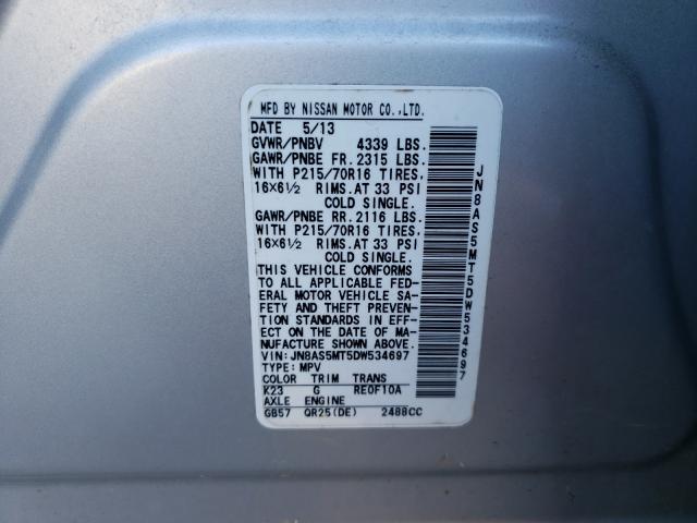 Photo 9 VIN: JN8AS5MT5DW534697 - NISSAN ROGUE S 