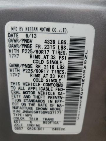 Photo 12 VIN: JN8AS5MT5DW537177 - NISSAN ROGUE 