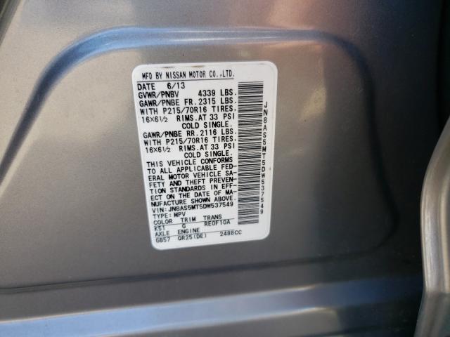 Photo 9 VIN: JN8AS5MT5DW537549 - NISSAN ROGUE S 