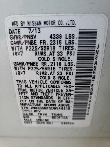 Photo 9 VIN: JN8AS5MT5DW544419 - NISSAN ROGUE S 