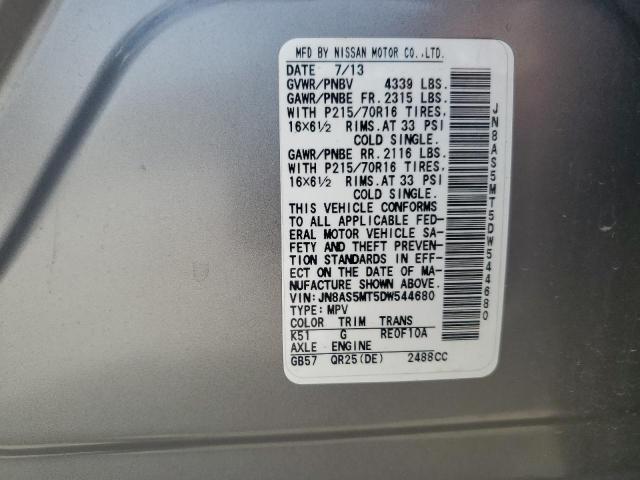 Photo 12 VIN: JN8AS5MT5DW544680 - NISSAN ROGUE 