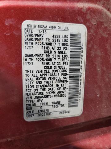 Photo 11 VIN: JN8AS5MT5FW654535 - NISSAN ROGUE SELE 