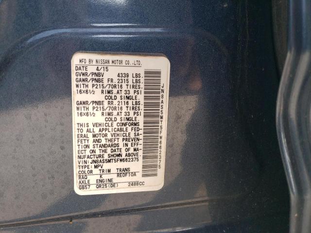 Photo 12 VIN: JN8AS5MT5FW662375 - NISSAN ROGUE SELE 