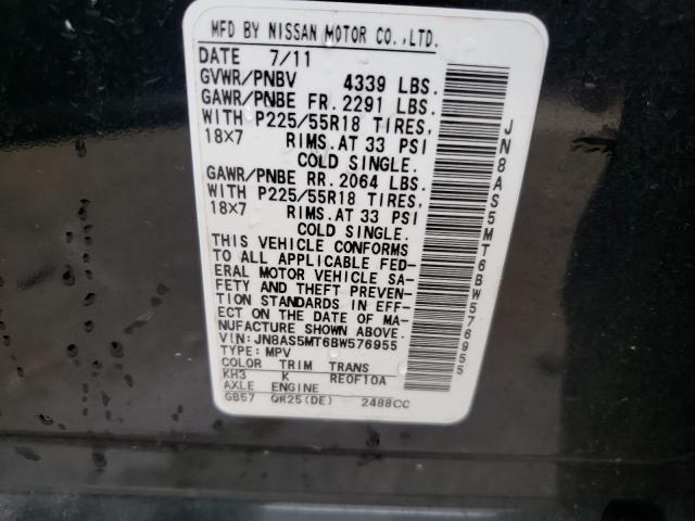 Photo 9 VIN: JN8AS5MT6BW576955 - NISSAN ROGUE S 