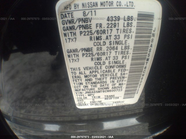 Photo 8 VIN: JN8AS5MT6CW600723 - NISSAN ROGUE 