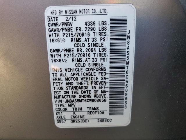 Photo 13 VIN: JN8AS5MT6CW608658 - NISSAN ROGUE S 