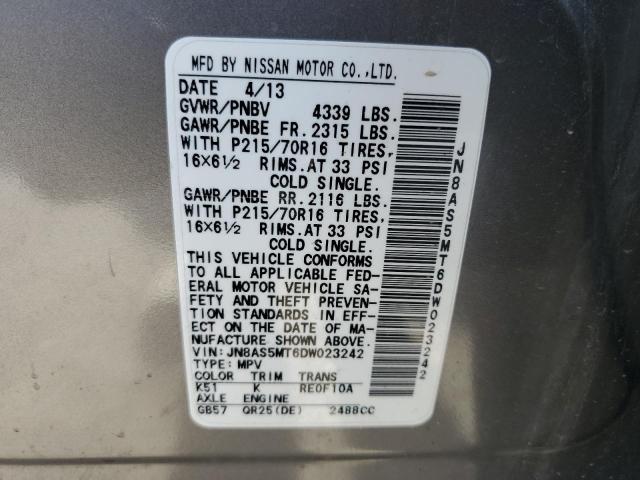 Photo 13 VIN: JN8AS5MT6DW023242 - NISSAN ROGUE S 