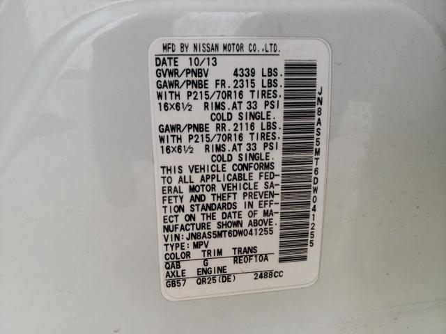 Photo 9 VIN: JN8AS5MT6DW041255 - NISSAN ROGUE S 