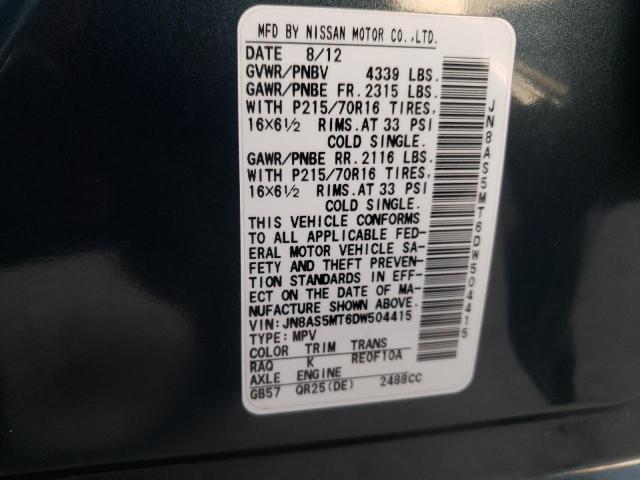 Photo 11 VIN: JN8AS5MT6DW504415 - NISSAN ROGUE S 