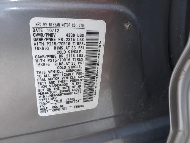 Photo 9 VIN: JN8AS5MT6DW514247 - NISSAN ROGUE S 