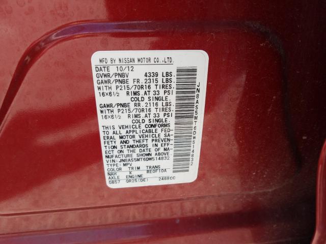 Photo 9 VIN: JN8AS5MT6DW514832 - NISSAN ROGUE S 