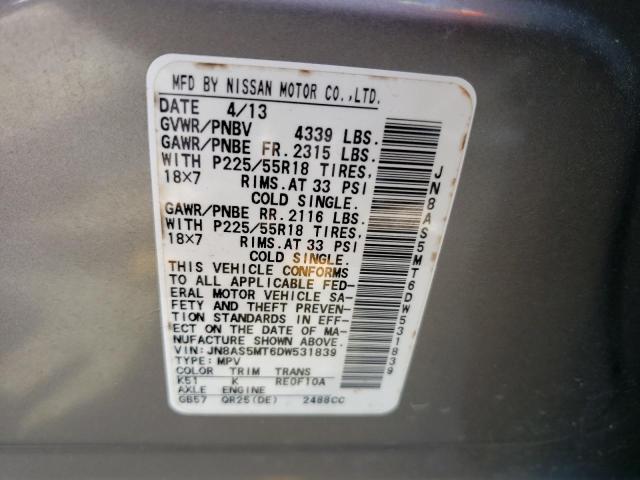 Photo 12 VIN: JN8AS5MT6DW531839 - NISSAN ROGUE S 