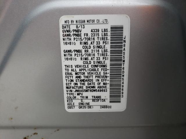 Photo 9 VIN: JN8AS5MT6DW549693 - NISSAN ROGUE S 