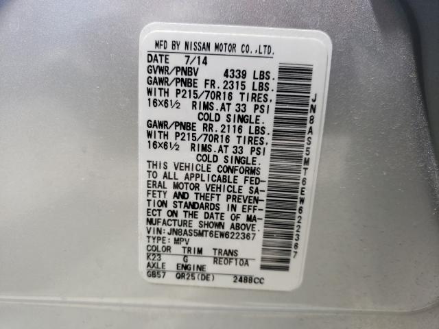 Photo 9 VIN: JN8AS5MT6EW622367 - NISSAN ROGUE SELE 