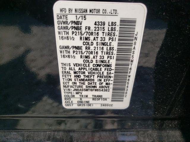 Photo 9 VIN: JN8AS5MT6FW654382 - NISSAN ROGUE SELE 