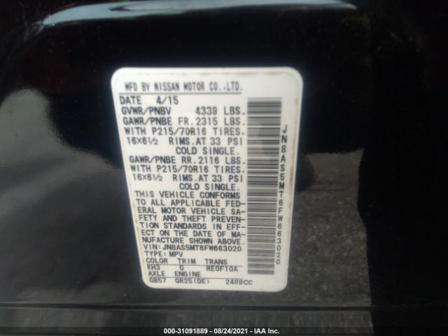 Photo 8 VIN: JN8AS5MT6FW663020 - NISSAN ROGUE SELECT 