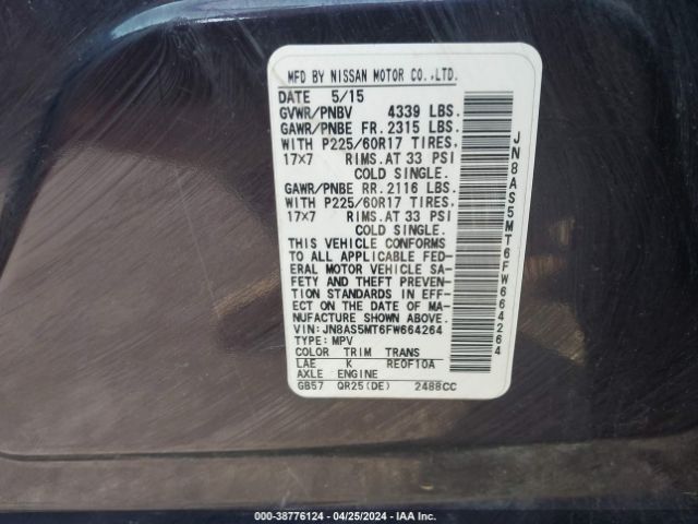 Photo 8 VIN: JN8AS5MT6FW664264 - NISSAN ROGUE SELECT 