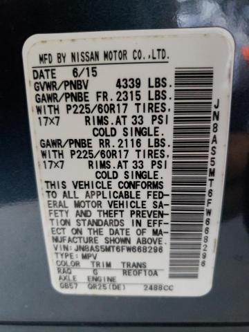 Photo 9 VIN: JN8AS5MT6FW668296 - NISSAN ROGUE SELE 