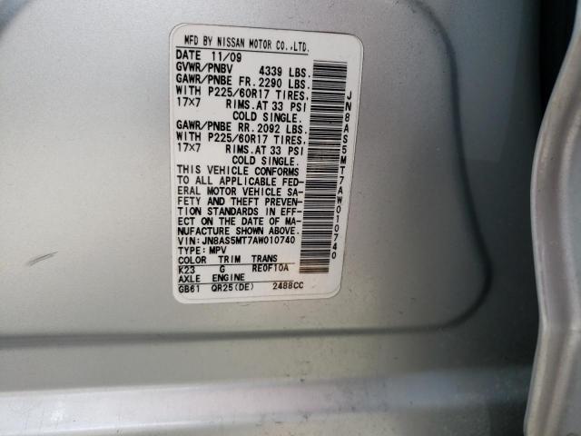 Photo 11 VIN: JN8AS5MT7AW010740 - NISSAN ROGUE S 