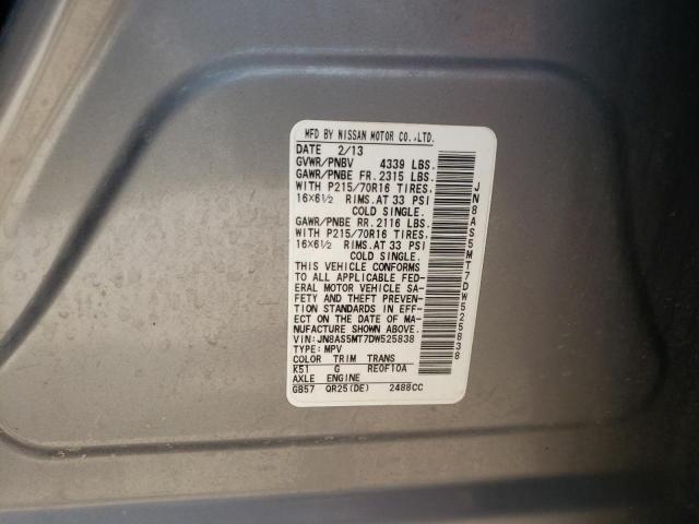 Photo 12 VIN: JN8AS5MT7DW525838 - NISSAN ROGUE S 