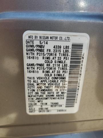 Photo 13 VIN: JN8AS5MT7EW614259 - NISSAN ROGUE SELE 