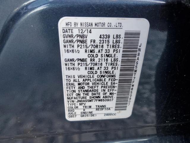 Photo 12 VIN: JN8AS5MT7FW650907 - NISSAN ROGUE SELE 