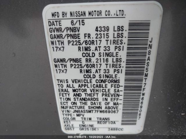 Photo 8 VIN: JN8AS5MT7FW669067 - NISSAN ROGUE SELECT 