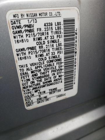 Photo 9 VIN: JN8AS5MT8DW020214 - NISSAN ROGUE S 