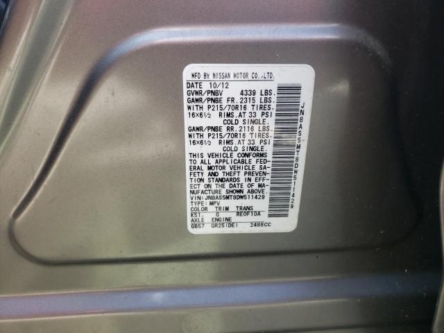 Photo 9 VIN: JN8AS5MT8DW511429 - NISSAN ROGUE S 