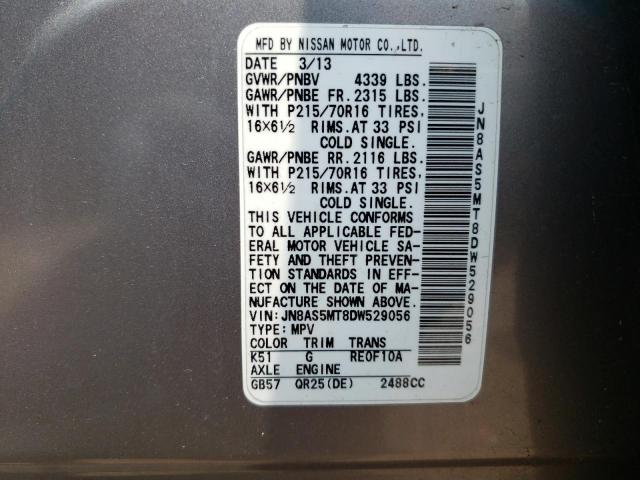 Photo 12 VIN: JN8AS5MT8DW529056 - NISSAN ROGUE S 